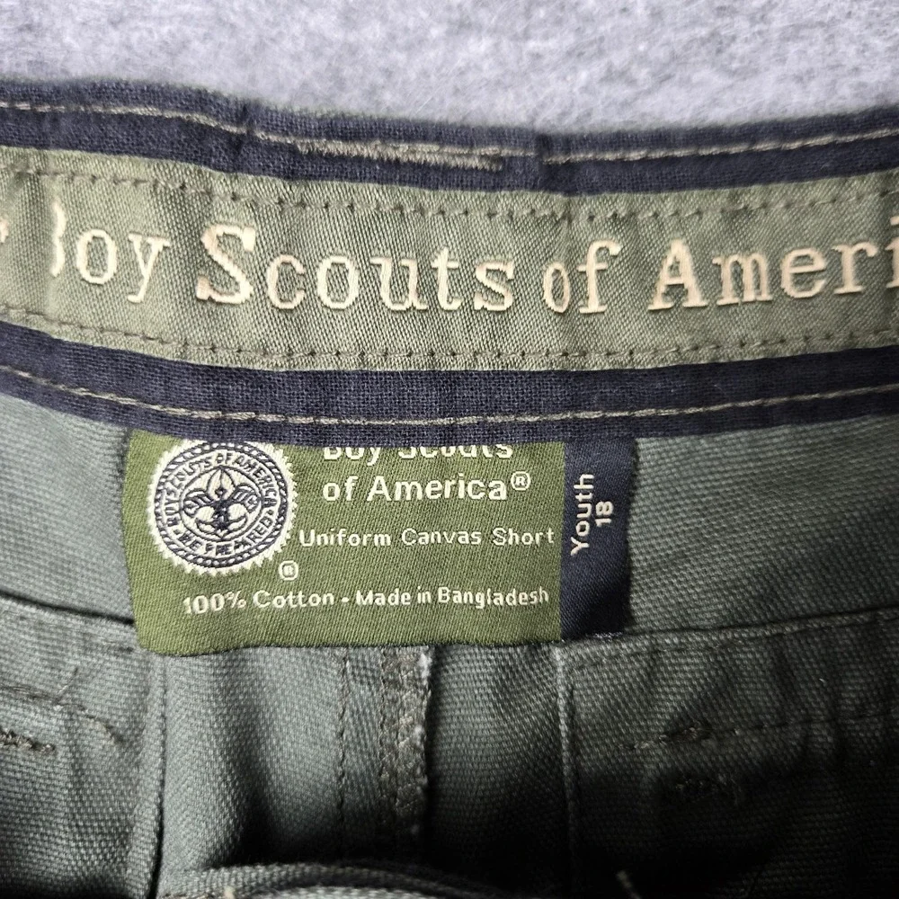 Boy Scouts of America Youth Canvas Shorts Size‎ 18 Uniform Green Fits 28 x 9 BSA
